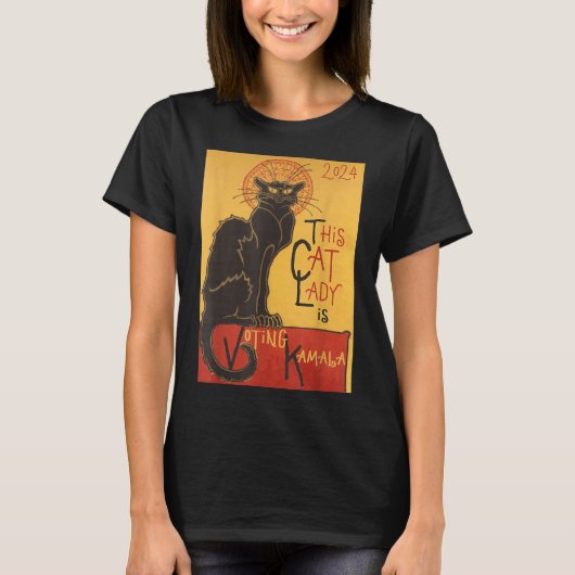 Cat Lady Kamala Le Chat Noir Grappige Stemming T-shirt (Voorkant)