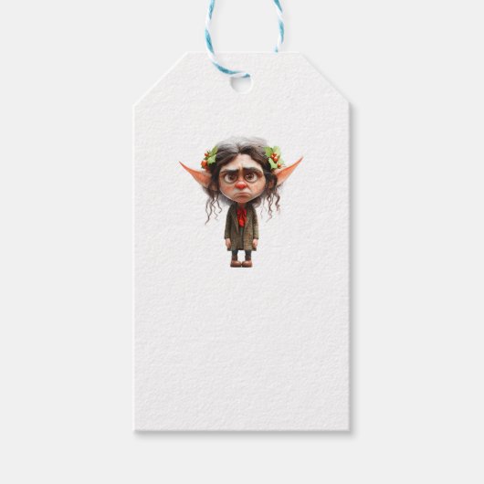 Cat Lady Kerst Elf Witte Gift Labels Cadeaulabel (Voorkant)