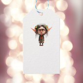 Cat Lady Kerst Elf Witte Gift Labels Cadeaulabel