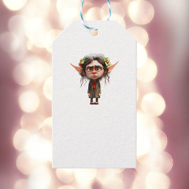 Cat Lady Kerst Elf Witte Gift Labels Cadeaulabel