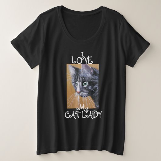 Cat Lady Love Vrouwen Plus-Size Basic T-shirt (Design voorkant)