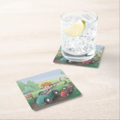 Cat Lady Road Rally Square Paper Onderzetter (Insitu)