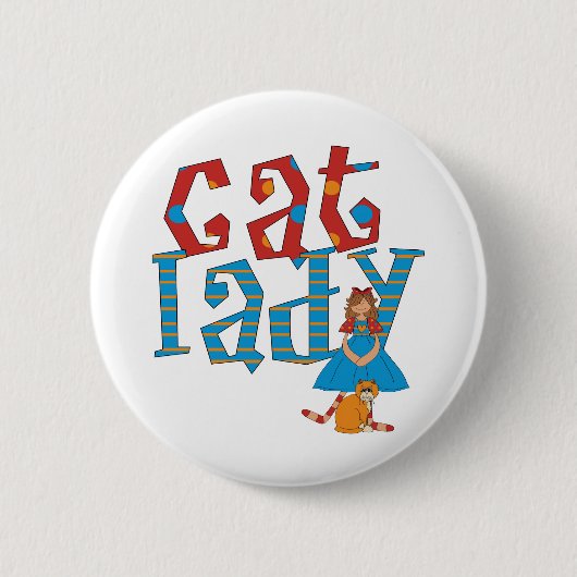 Cat Lady Ronde Button 5,7 Cm (Voorkant)