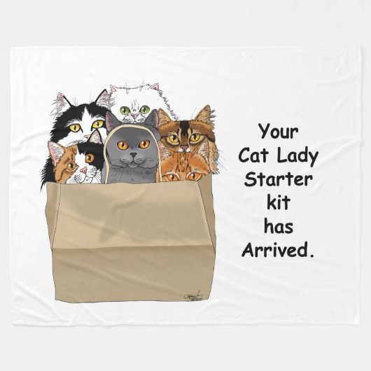 Cat Lady Starter Kit Fleece Deken (Voorkant (Horizontaal))