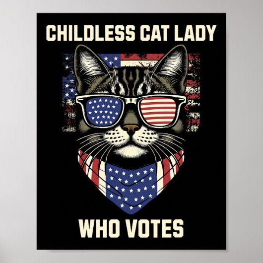 Cat Lady stemt voor Kamala Harris 2024 Poster (Voorkant)