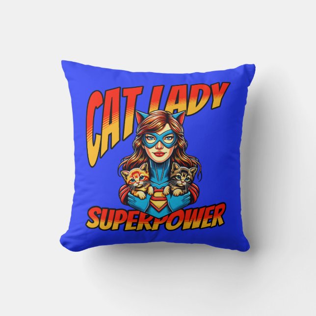 Cat Lady Superpower Kussen (Voorkant)