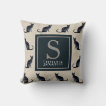 Cat Lady Taupe Waterverf Black Kat Patroon