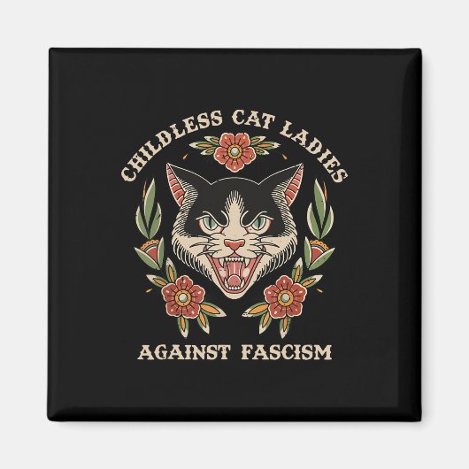 Cat Lady tegen fascisme Feministische grappige kat Magneet (Voorkant)