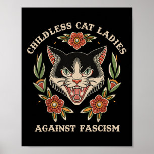 Cat Lady tegen fascisme Feministische grappige kat Poster