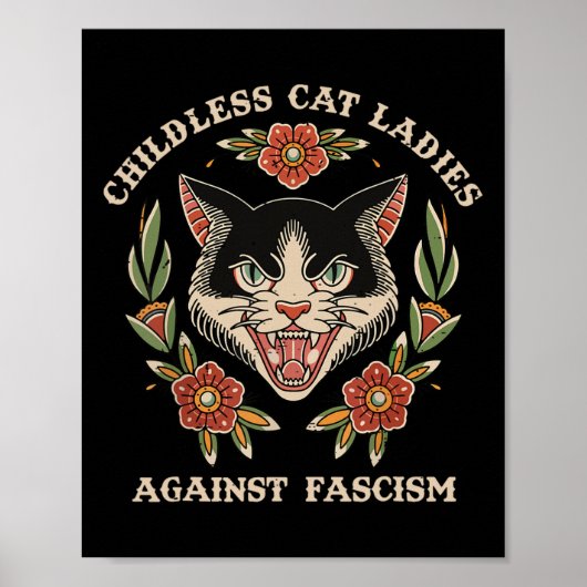 Cat Lady tegen fascisme Feministische grappige kat Poster (Voorkant)