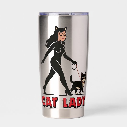 Cat Lady - Tuxedo Cats Lover - Comic Art Graphic Geïsoleerde Drinkbeker (Voorkant)