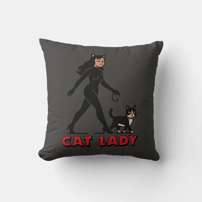 Cat Lady - Tuxedo Cats Lover - Comic Art Graphic Kussen (Voorkant)
