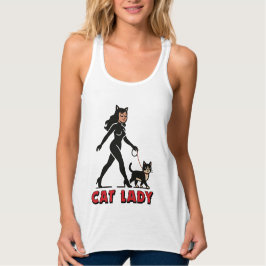 Cat Lady - Tuxedo Cats Lover - Comic Art Graphic Tanktop