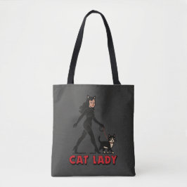 Cat Lady - Tuxedo Cats Lover - Comic Art Graphic Tote Bag