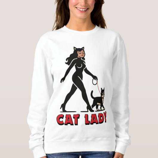 Cat Lady - Tuxedo Cats Lover - Comic Art Graphic Trui (Voorkant)