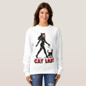 Cat Lady - Tuxedo Cats Lover - Comic Art Graphic Trui (Voorkant volledig)