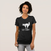 Cat Lady typografie griezelig grappig kat wit zwar T-shirt (Voorkant volledig)