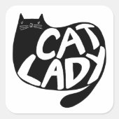 Cat Lady Vierkante Sticker (Voorkant)
