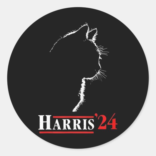 Cat Lady voor Kamala Harris President Biden 24 Ronde Sticker (Voorkant)