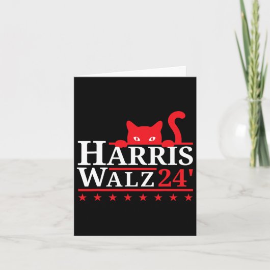 Cat Lady voor Kamala Harris Tim Walz VP 2024 Kaart (Voorkant)