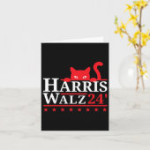 Cat Lady voor Kamala Harris Tim Walz VP 2024 Kaart (Gele Bloem)