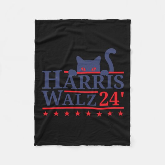 Cat Lady voor Kamala Harris Tim WAlzheimer 2024 Fleece Deken (Voorkant)