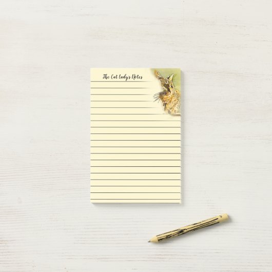 Cat Lady Waterverf Kat Whiskers Persoonlijk Post-it® Notes (Op bureau)
