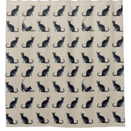 Cat Lady Waterverf Zwart Kat Patroon Douchegordijn