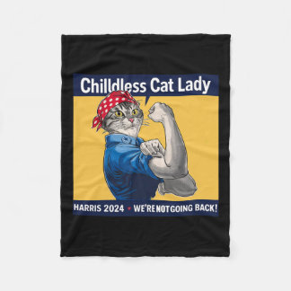 Cat Lady We gaan niet terug Kamala Harris 2024 Fleece Deken