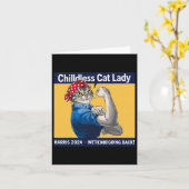 Cat Lady We gaan niet terug Kamala Harris 2024 Kaart (Gele Bloem)