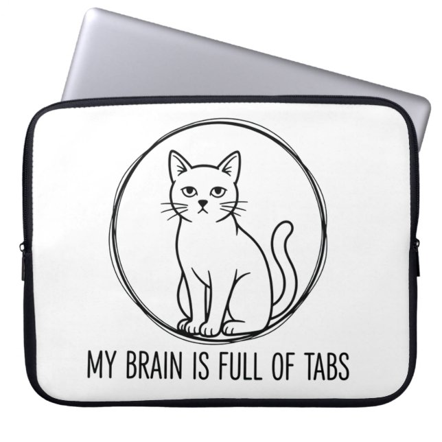Cat Laptop Sleeve - Brain Full Of Tabs (Voorkant)