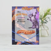 Cat Laser Bacon Funny Party Invitation Kaart (Staand voorkant)
