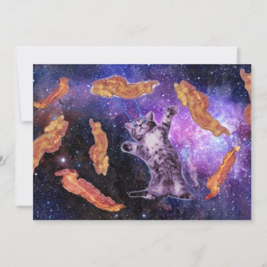 Cat Laser Bacon Funny Party Invitation Kaart (Achterkant)