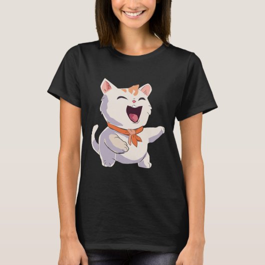 Cat Laughing Illustratie T-shirt (Voorkant)