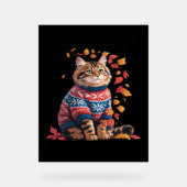 Cat Leaf Herfst Hallo Acryl Bord (Voorkant)