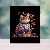 Cat Leaf Herfst Hallo Acryl Bord (Neutraal)