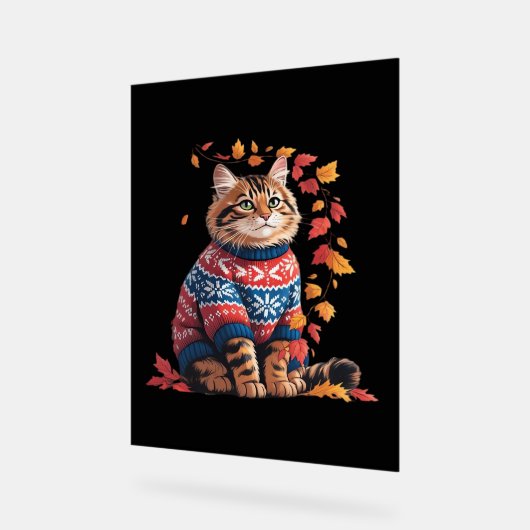 Cat Leaf Herfst Hallo Acryl Bord (Hoek)