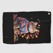 Cat Leaf Herfst Hallo Golfhanddoek (Horizontaal)