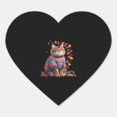 Cat Leaf Herfst Hallo Hart Sticker (Voorkant)