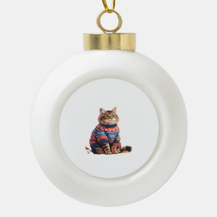 Cat Leaf Herfst Hallo Keramische Bal Ornament