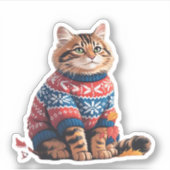 Cat Leaf Herfst Hallo Sticker (Voorkant)