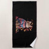 Cat Leaf Herfst Hallo Strandlaken (Voorkant)