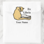  Cat Leesboek Ex Libris Sjabloon Vierkante Sticker (Tas)