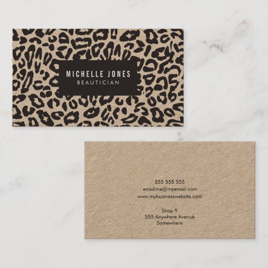 Cat Leopard Print Designer Stylist Visitekaartjes (Voorkant / Achterkant)