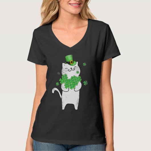 Cat Leprechaun Cat Lover Shamrock St Patrick S Da T-shirt (Voorkant)