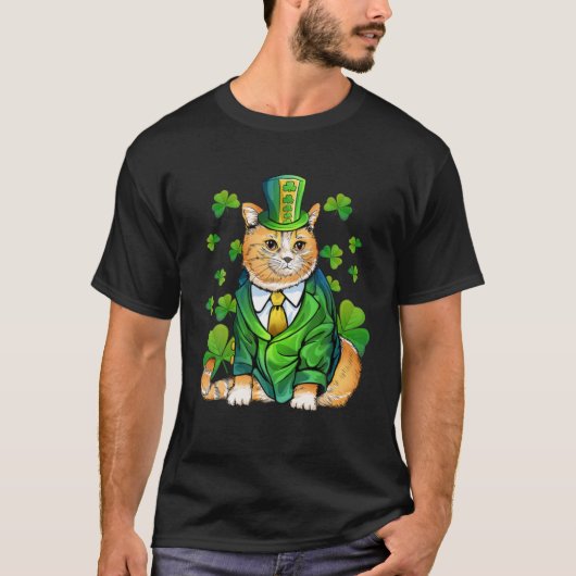 Cat Leprechaun Cat Lover Shamrock St Patricks Day T-shirt (Voorkant)