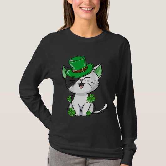 Cat Leprechaun  Cat  Shamrock St Patrick s Day T-shirt (Voorkant)