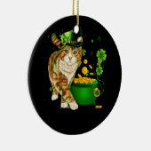 Cat Leprechaun Pet Shamrock St Patrick's Day Gold Keramisch Ornament (Rechts)
