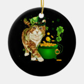Cat Leprechaun Pet Shamrock St Patrick's Day Gold Keramisch Ornament (Voorkant)