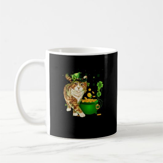 Cat Leprechaun Pet Shamrock St Patrick's Day Gold Koffiemok (Links)